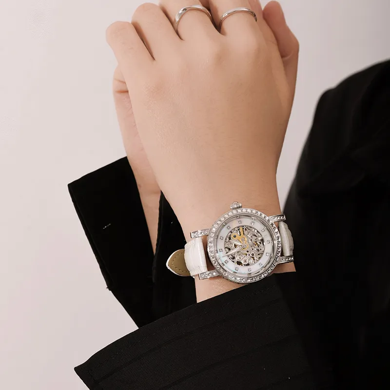 VRQ Athena Series Angela AS4 Automatic Mechanical Movement Genuine Leather Strap Watch Women's Watch Cut Out Dial-11