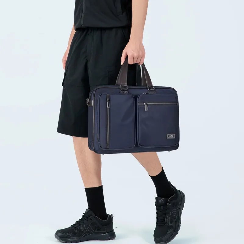 GOLF Artificial Leather Laptop Bag Commute Handbag Shoulder Bag Briefcase Large Size Men's Navy Blue/Black/Elegant Gray-5