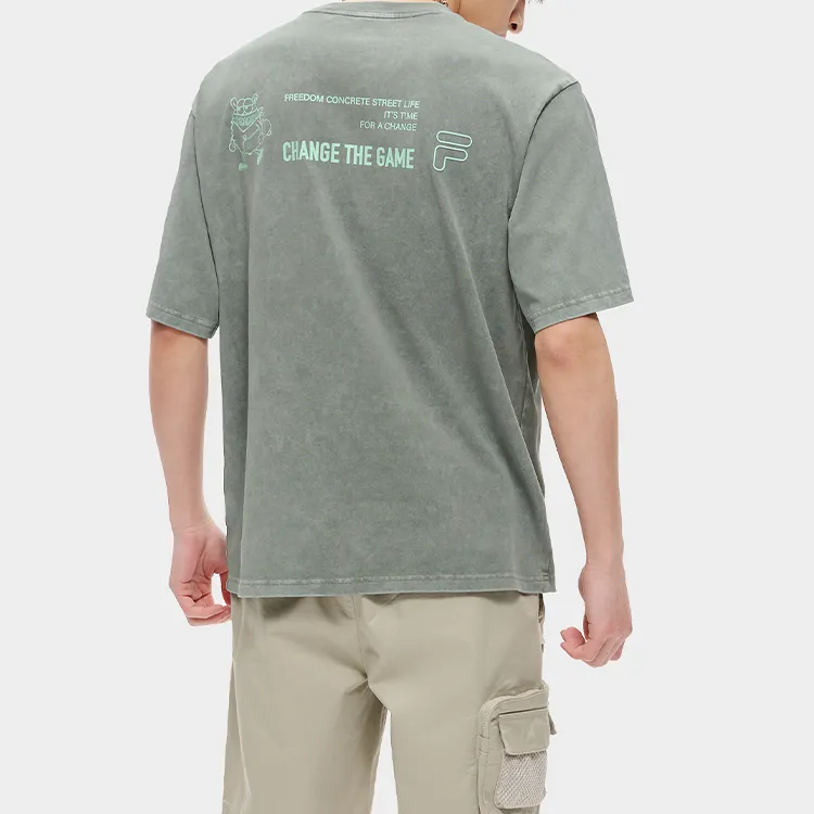 FILA FUSION Trending Street Series T Shirt Men's Army Fleece Green-4