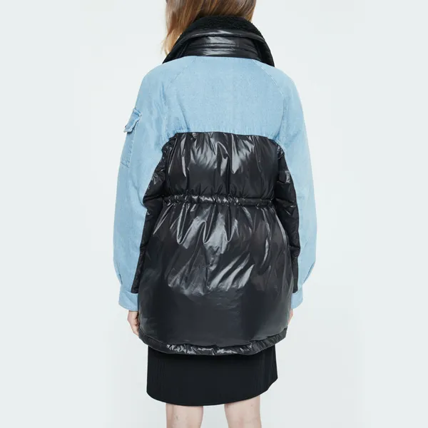 DKNY FW22 Lapel Thickened Mid Length Down Jacket Women's Black & Multicolor-3