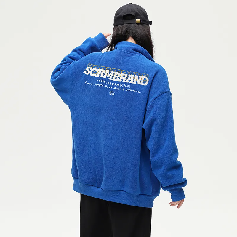 SCRM Stand Collar Loose Fit Cardigan Sweatshirt Unisex-13