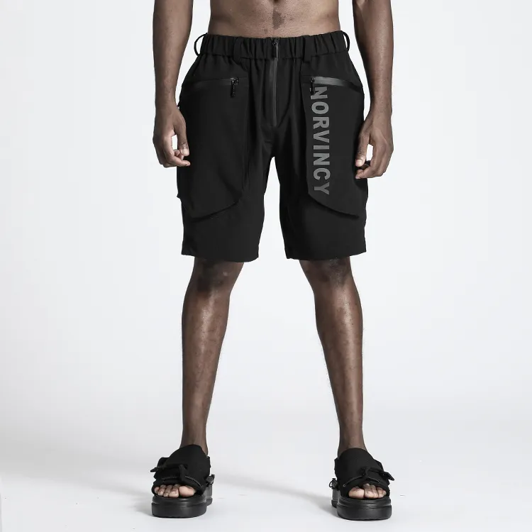 NORVINCY Urban Techwear Zip Patch Pocket Cargo Shorts Unisex-2