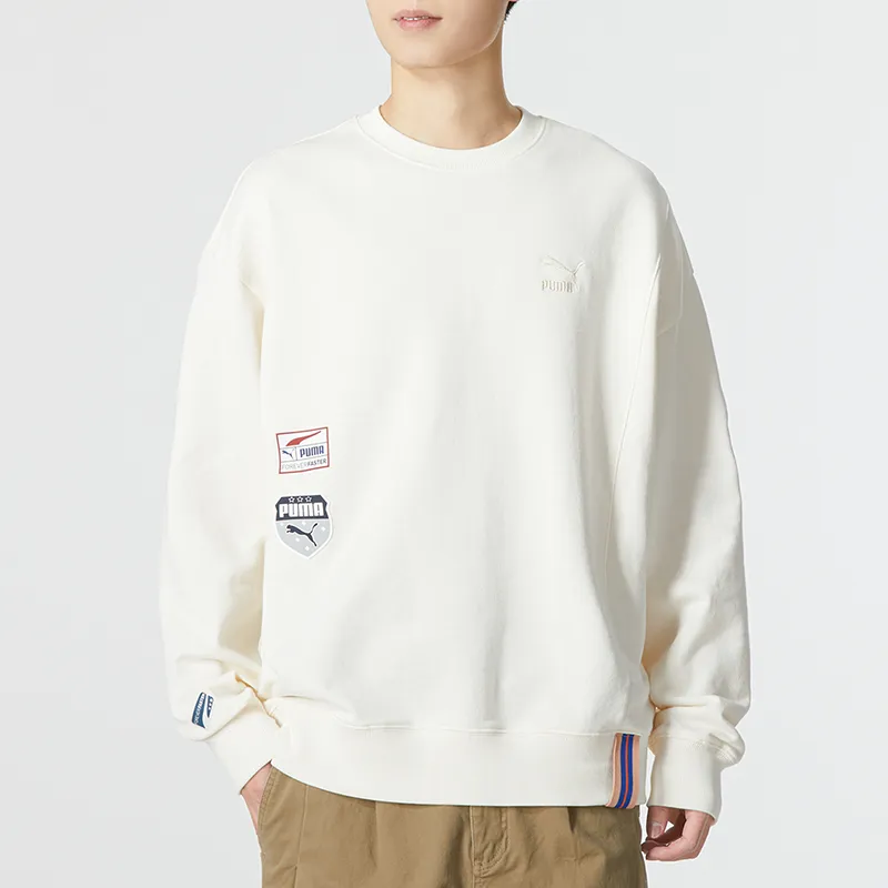 PUMA Team Badge Sweatshirts Men Ecru-3
