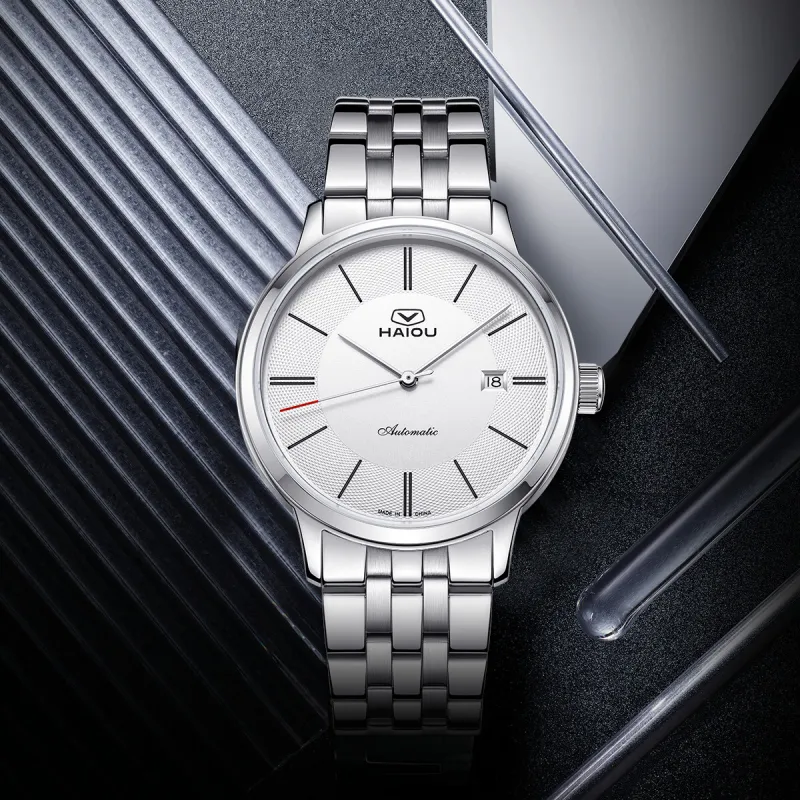 Sea Gull Automatic Mechanical Movement Genuine Leather Strap Watch Men's Watches White Dial-3