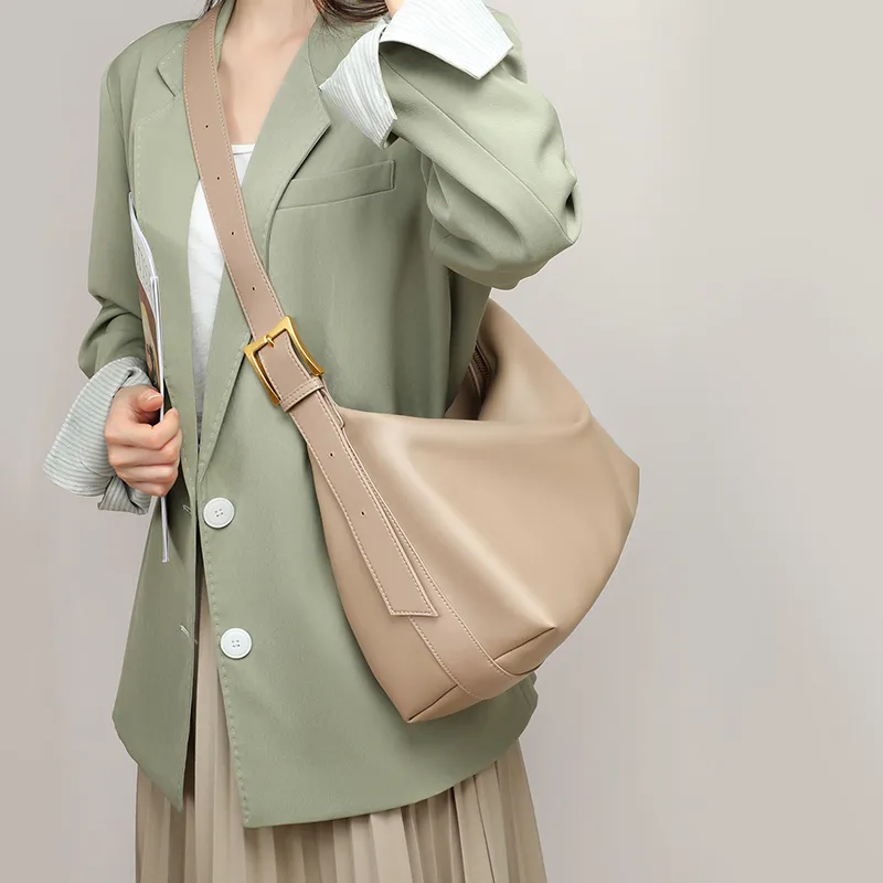 VINEY Cow Leather Crossbody Bag Shoulder Bag Tote Bag Shopping Bag Large Size Women's Black-1
