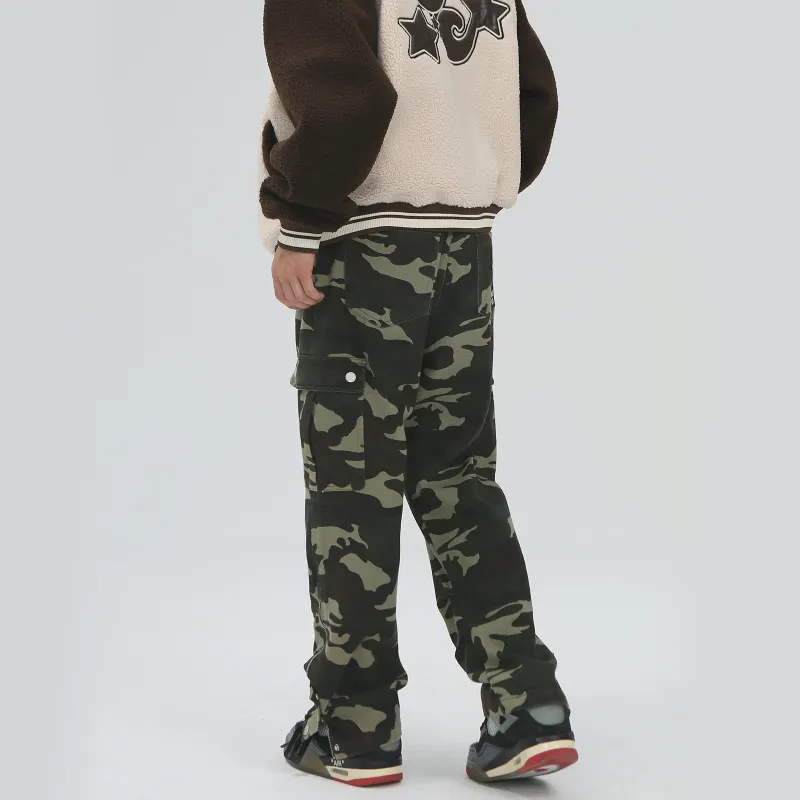 PASET Casual Pants Unisex Green Camouflage-4