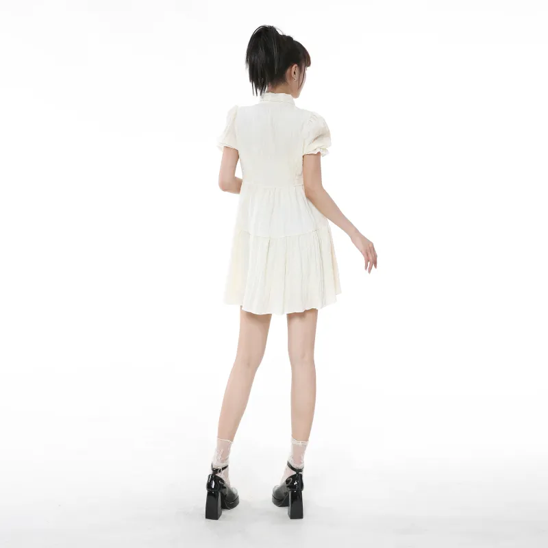 Adeworn Short Sleeved Dress Women's Apricot-2