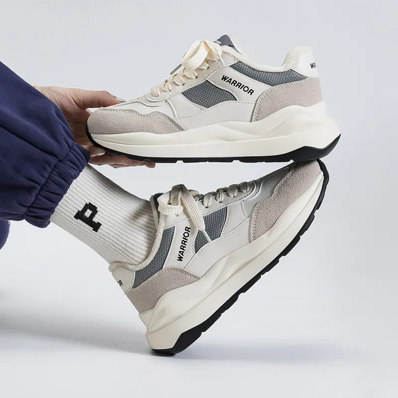 Warrior Chunky Sneakers Unisex White Gray-5