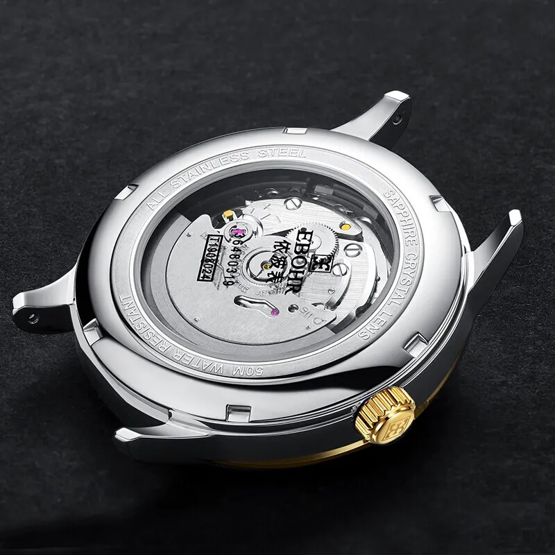 EBOHR EBOHR Master Collection Mechanical Movement Stainless Steel Strap Watch Unisex Black Dial 36480319-5
