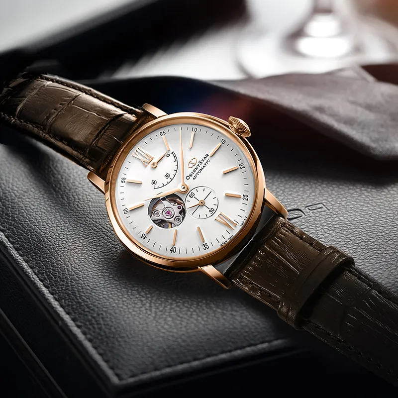 ORIENT STAR Automatic Mechanical Movement Cow Leather Strap Watch Men's Watches White Dial-1