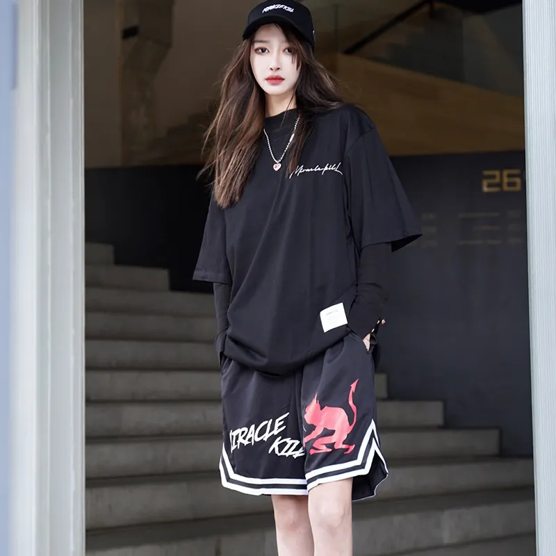 MIRACLE KILL Loose Fit Shorts Unisex Black-6