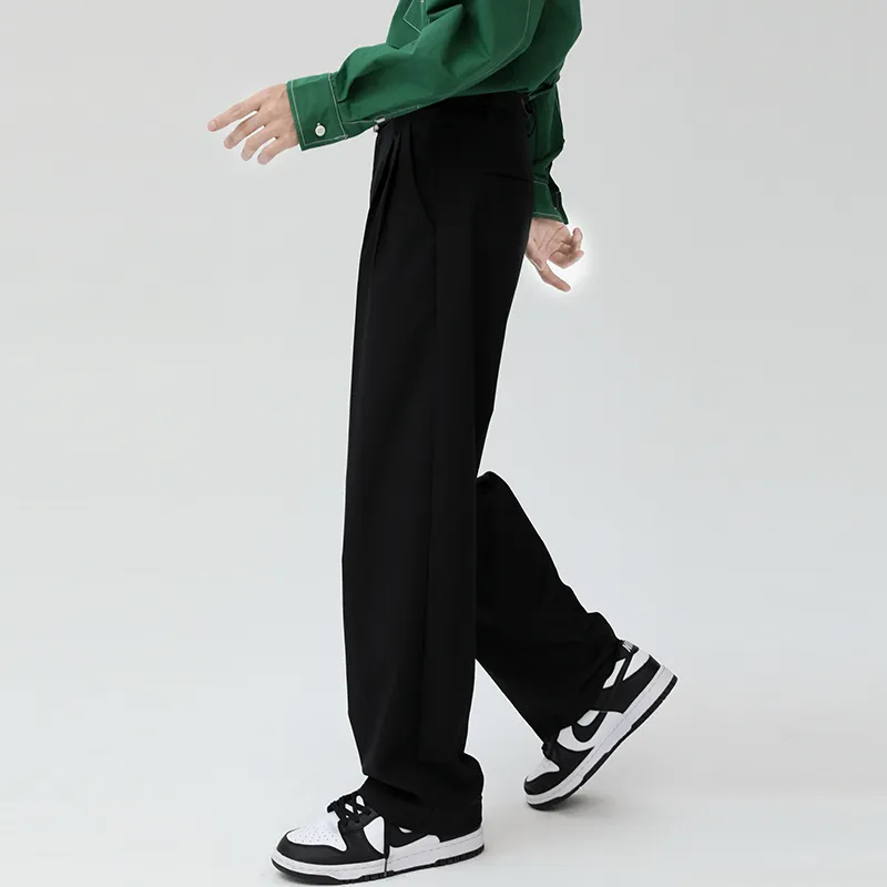 QISENYAR Wide Leg Casual Pants Unisex Black-5