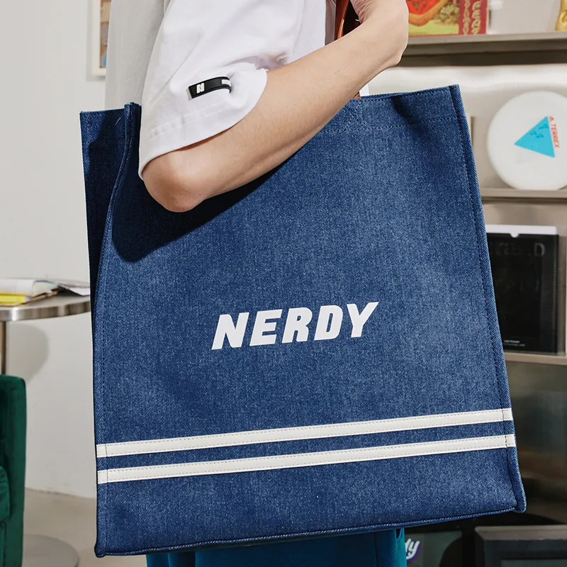 NERDY Cotton Shoulder Bag Regular Unisex Blue-2