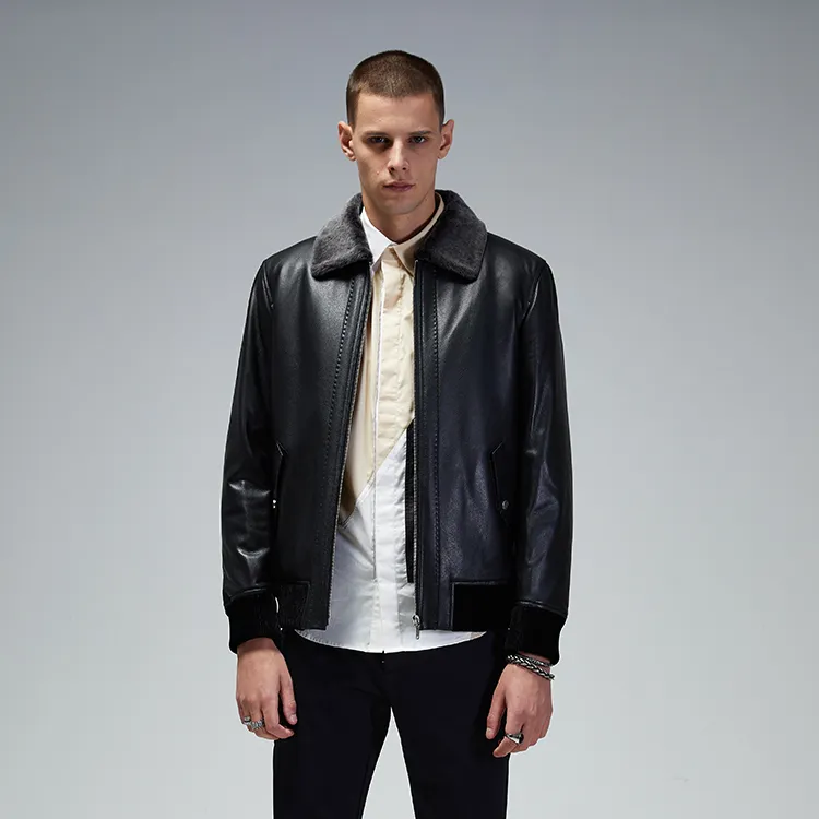 DAVID NAMAN Leather Jackets Men Black-3