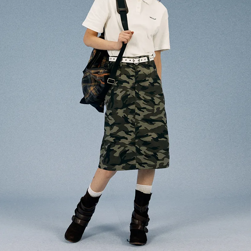 UNRETRO Casual Long Skirts Women's Camouflage-2