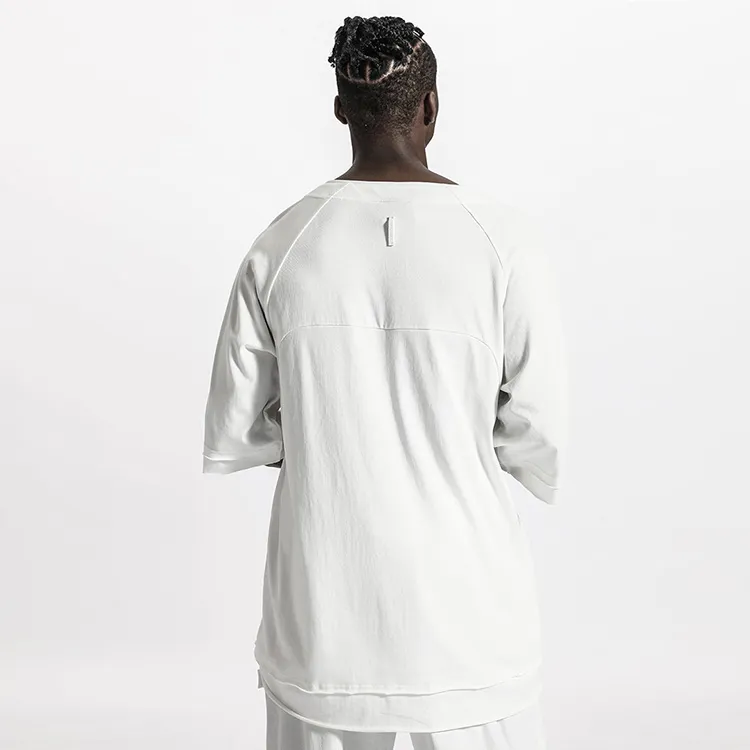 NORVINCY Breathable Solid Color 100% Cotton Elbow Length Sleeved T Shirt Unisex-8