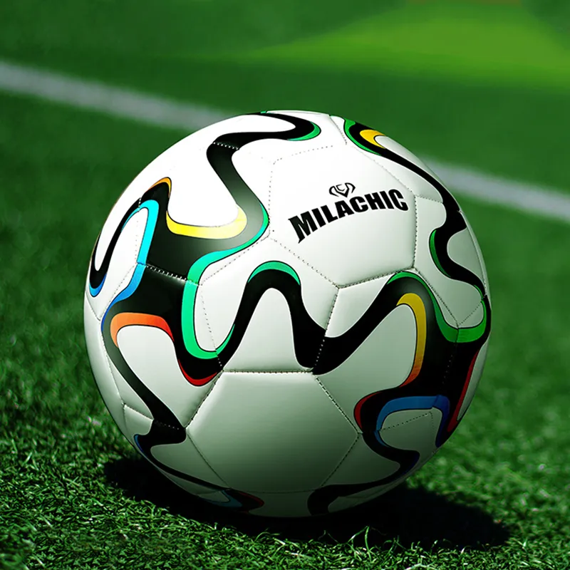MILACHIC Size 5 Ball Soccer PU Machine Stitched Soccer Ball Unisex White Dazzling Color-2