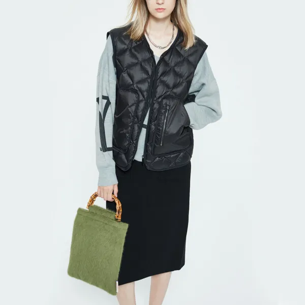 DKNY FW22 Solid Color Stand Collar Down Jacket Women's Black-12