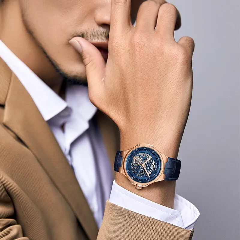 EBOHR Explorer Collection Mechanical Movement Stainless Steel Strap Watch Men's Watches Black Dial 21011216-8