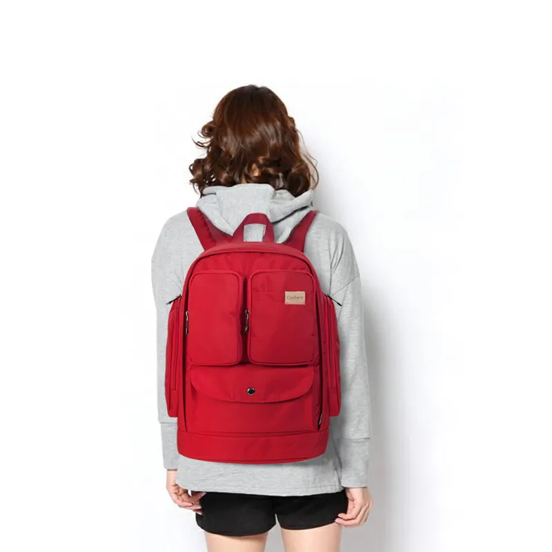 COWBONE Nylon Fabric Backpack Medium Size Unisex Red/Black/Blue-5