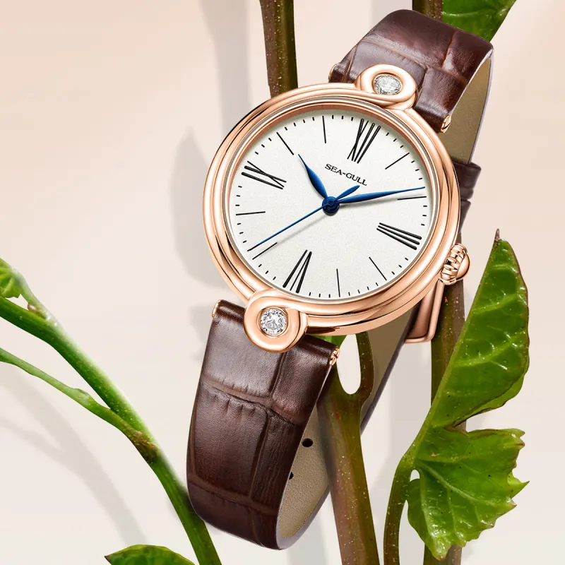 Sea Gull Unlimited Series Automatic Mechanical Movement Leather Strap Watch Women's Watch White Dial-27