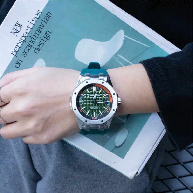 HANBORO Diving Collection Automatic Mechanical Movement Watch Men's Watches White Dial HBR919-BGG-4