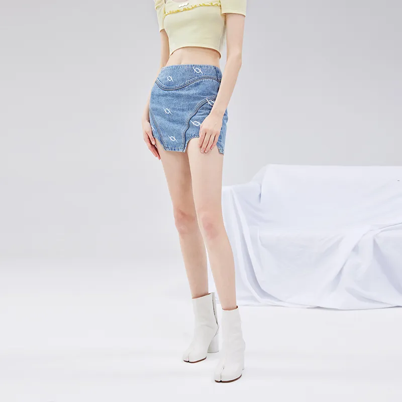 AZEPAM Denim Short Skirts Women's Blue-5