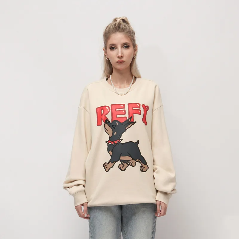 EMPTY REFERENCE Doberman Series Sweatshirt Unisex Ecru-3