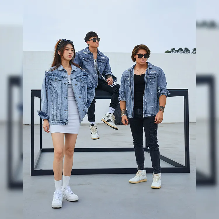 BLUESFLY Loose Fit Denim Jacket Unisex Light Blue-3