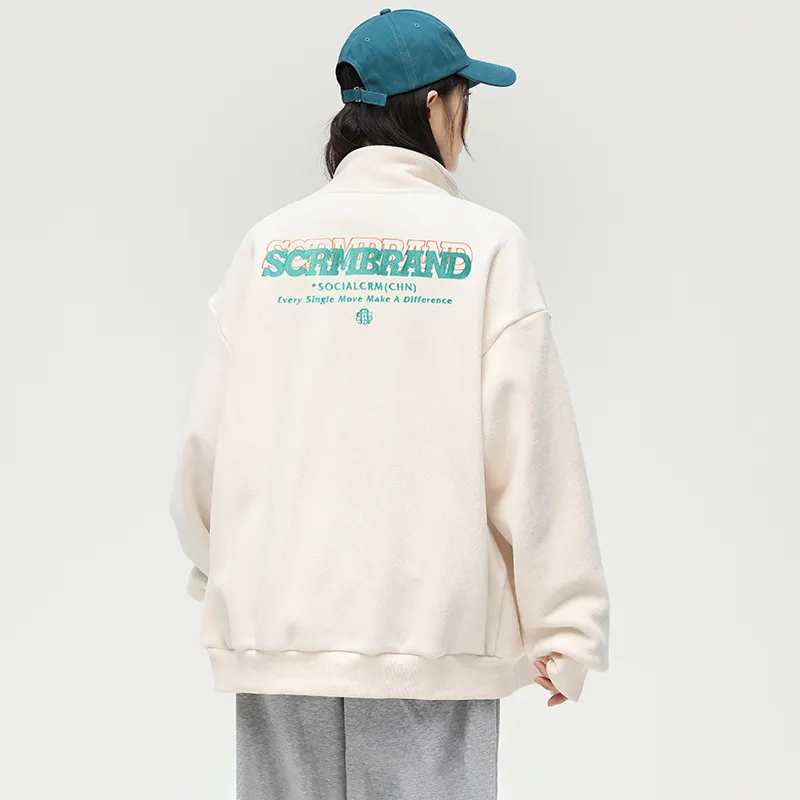 SCRM Stand Collar Loose Fit Cardigan Sweatshirt Unisex-8