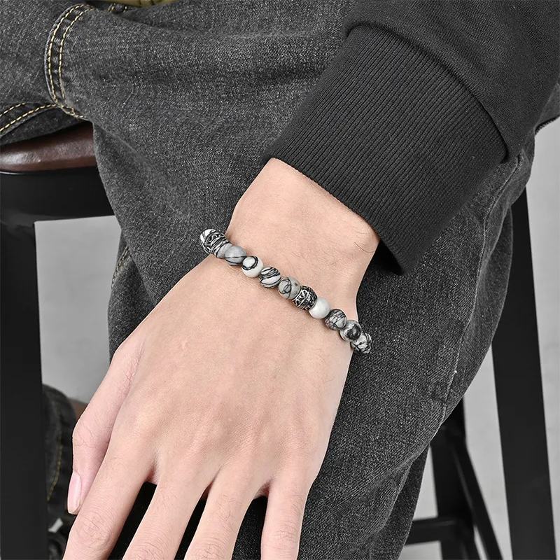 AKAK Bracelets Men Lapis Umber Stone-1