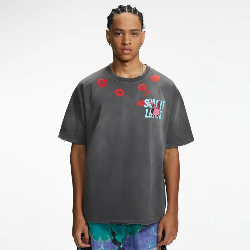 Playboy X SSSAINT LOUIS SSSAINT LOUIS X Playboy Co branded Series T Shirts Unisex Gray-3