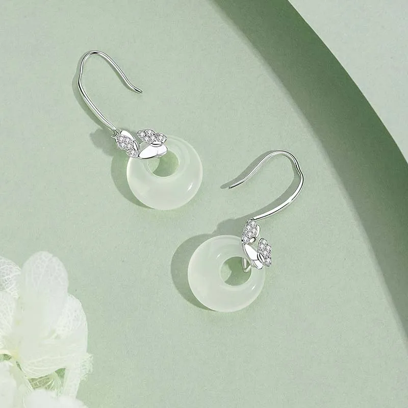 YINCHIE Chalcedony S925 Silver Hoop Earrings Women's-2
