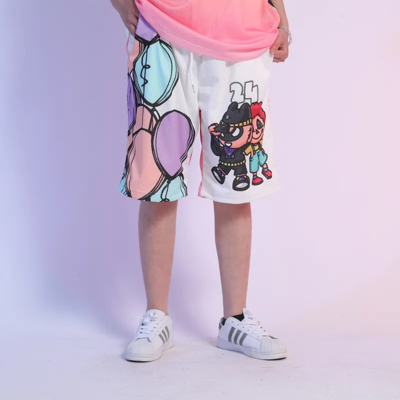 FireMonkey Basketball Shorts Unisex White-2