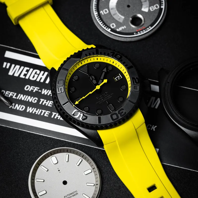 VENCREW Radar [Racing Yellow] Automatic Mechanical Movement Watch Unisex Black Dial-2