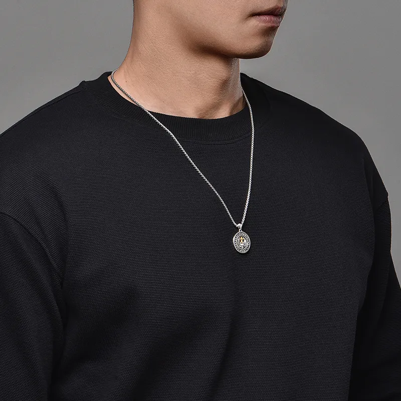 IDEAGEMER 925 Sterling Silver Necklaces Men's-5