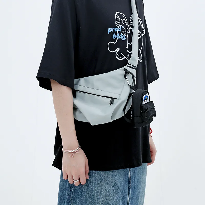 MYEDITION Shoulder Bag, Cell Phone Pouch, Crossbody Bag Nylon Polyester Black/Gray Unisex-7