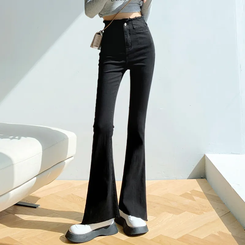 MITUAN Flared Pants Jeans Women's Light Blue-10