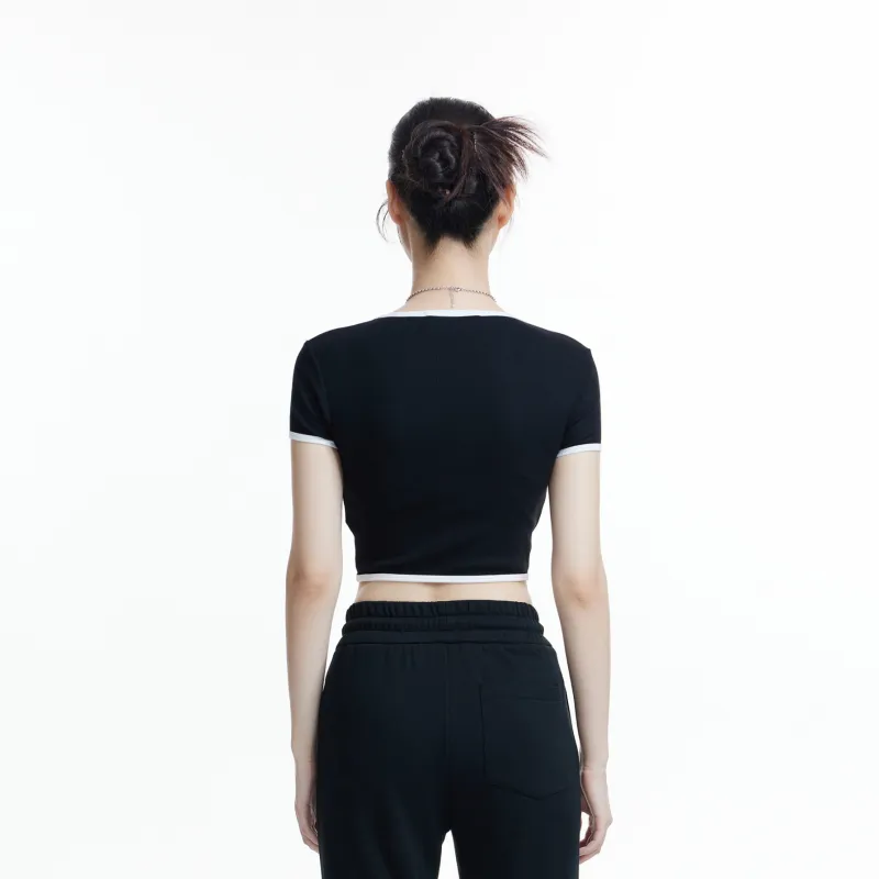LIUREGALI Crop Tops Women's Black-2