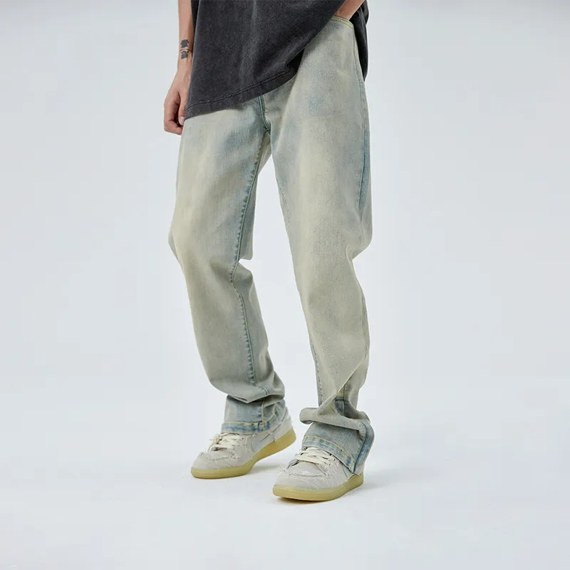 BENMYSHOWER Straight Jeans Unisex Yellow Mud-7