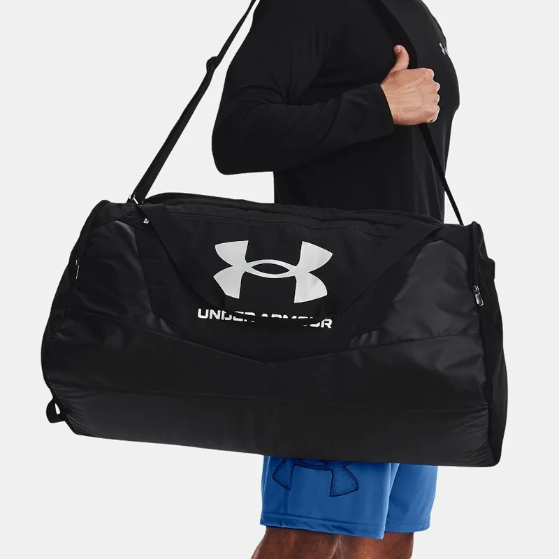 Under Armour Polyester Travel Bag, Shoulder Bag Regular Unisex Black+Metallic Silver-3