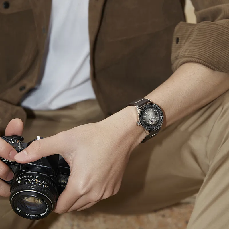 RADO Captain Cook Collection Mechanical Movement Men's Watches Watch 37mm Gray Dial Stainless Steel Case Leather Strap-6