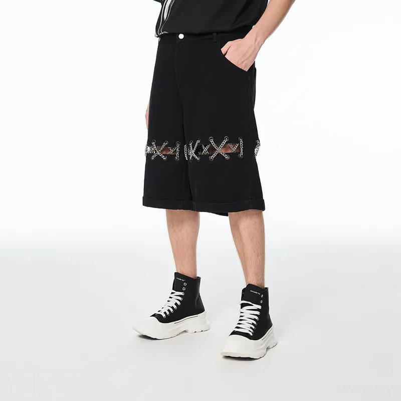 YLDP Casual Shorts Unisex Black-3