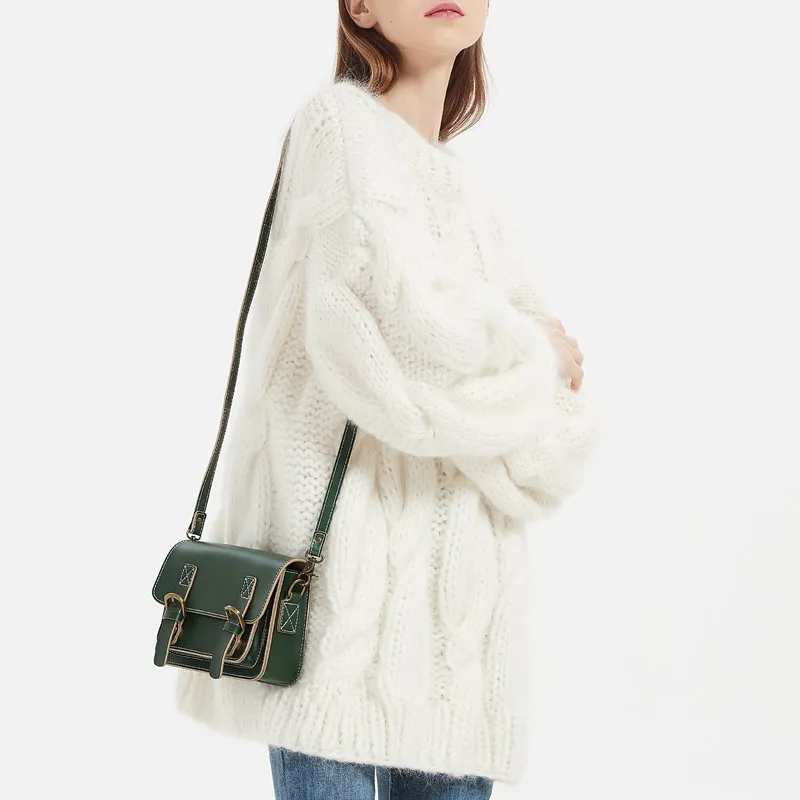 Zatchels Microfiber Synthetic Leather Satchel Bag Messenger Bag Crossbody Bag Shoulder Bag Regular Women's Green-7