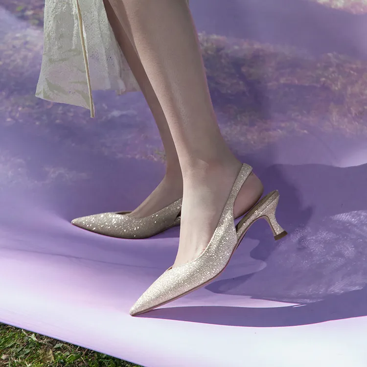7or9 Baby's Breath High Heels 5cm Women's Light Gold-5