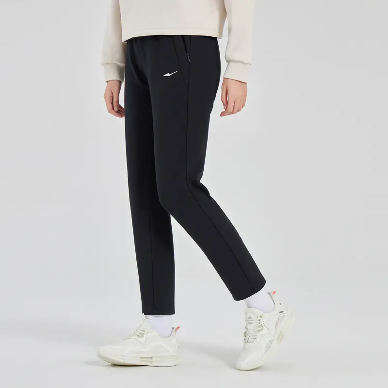 Erke Jogger Thickened And Fleece Lined Casual Pants Women's Jet Black-4