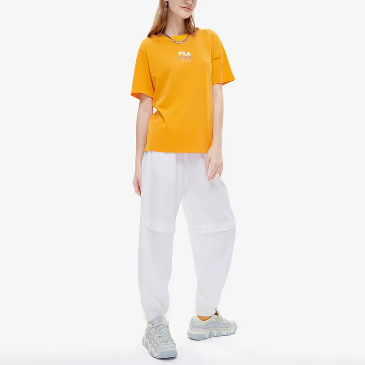 FILA FUSION Drop Shoulder Sleeve T-Shirt Women's Radiant Orange-2