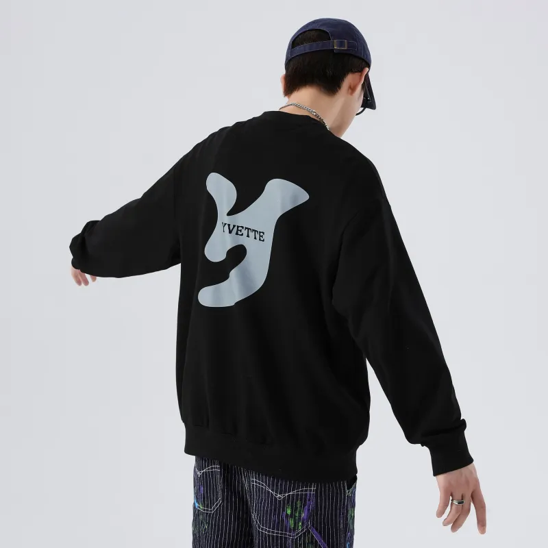 Yvette Crew Neck Loose Fit Regular Sweatshirt Unisex Black-6