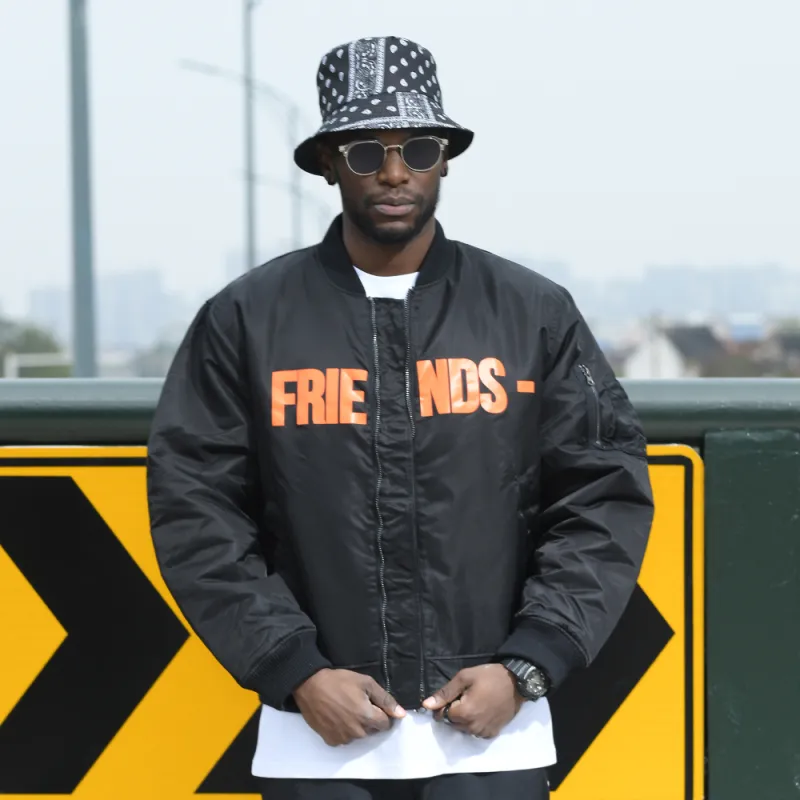 VLONE Big Logo Series Puffer Jackets Unisex Black Orange-9