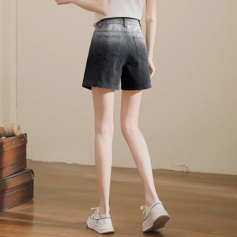 MITUAN Denim Shorts Women's Black Gray Color-3
